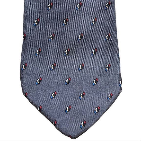Christian Dior Steel Blue Geometric 3D Shapes Silk Tie - Picture 2 of 7